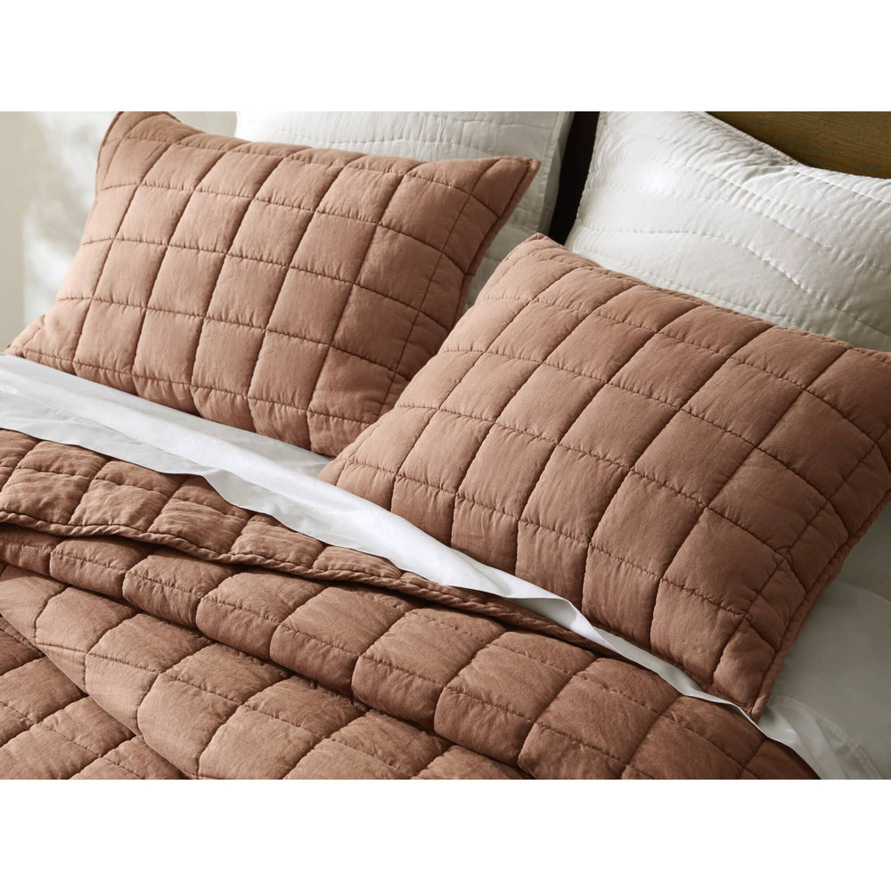 3-Piece King/Cal King Linen Garment Washed Quilt Set,Clay Media 5