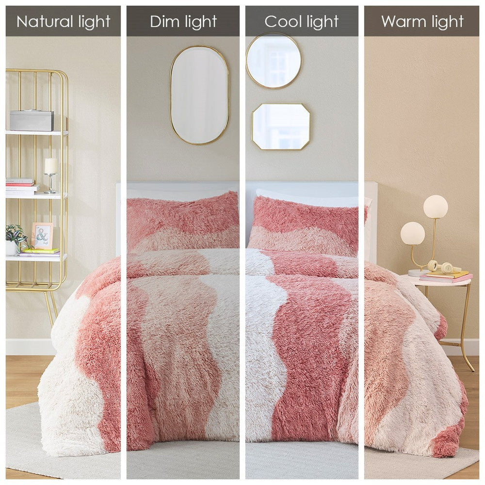 Twin/Twin XL Ombre Shaggy Faux Fur Comforter Set Media 6