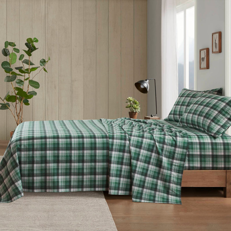 4 PCS Twin Sheet Set Green Plaid