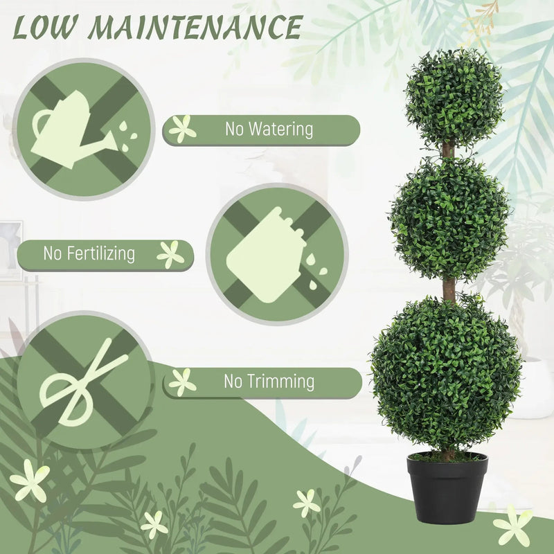 2 pcs/set. Artificial Ball Boxwood Topiary Trees, Fake Plants in Pot