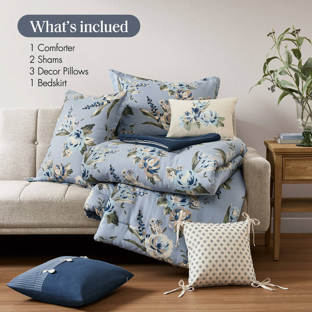 7PCS Queen Vintage Floral Comforter Set Media 3
