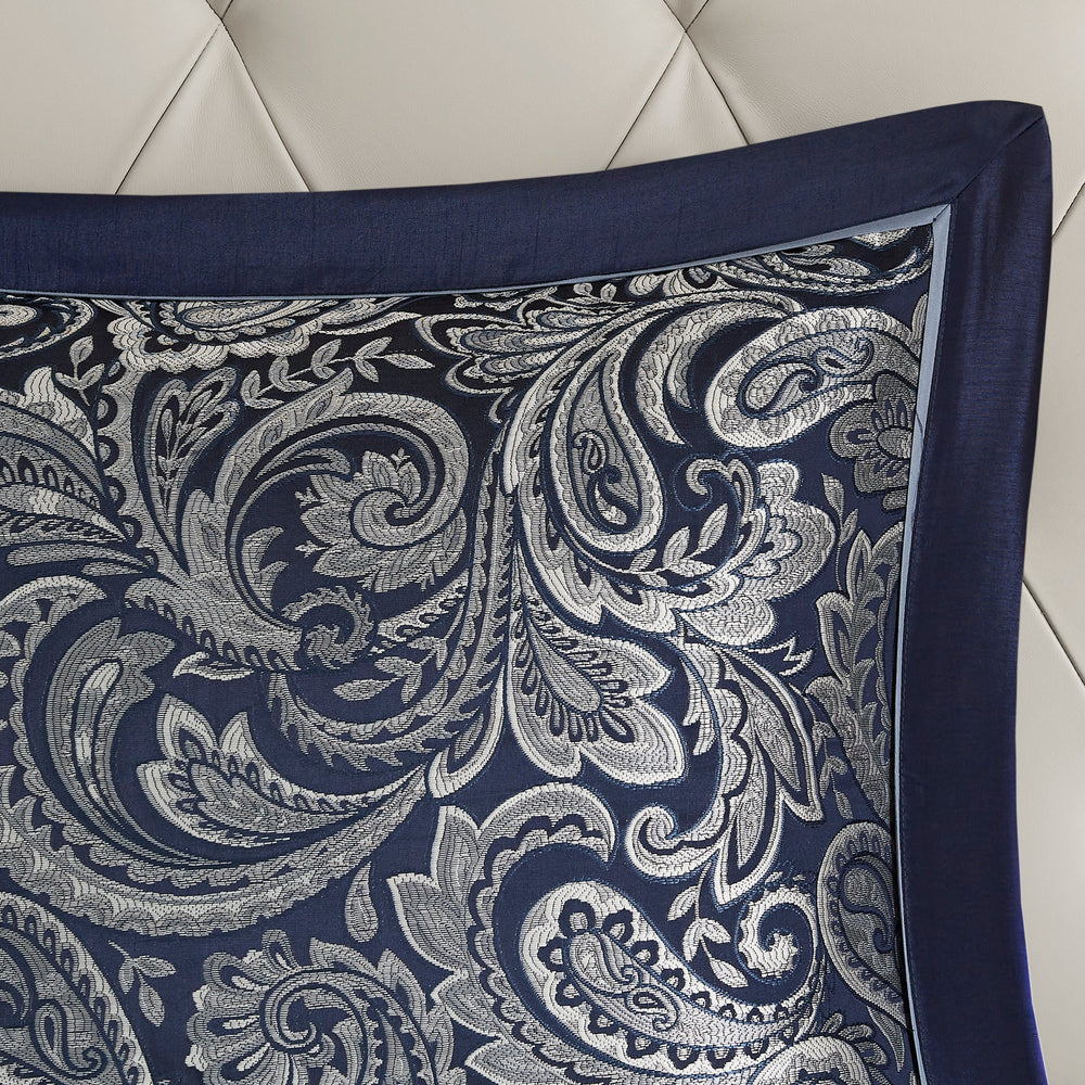 12 Piece Comforter Set with Cotton Bed Sheets Navy Cal King Media 10