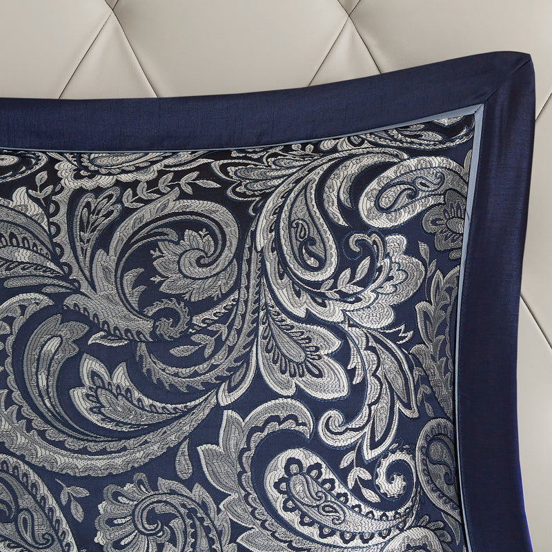 12 Piece Comforter Set with Cotton Bed Sheets Navy Cal King