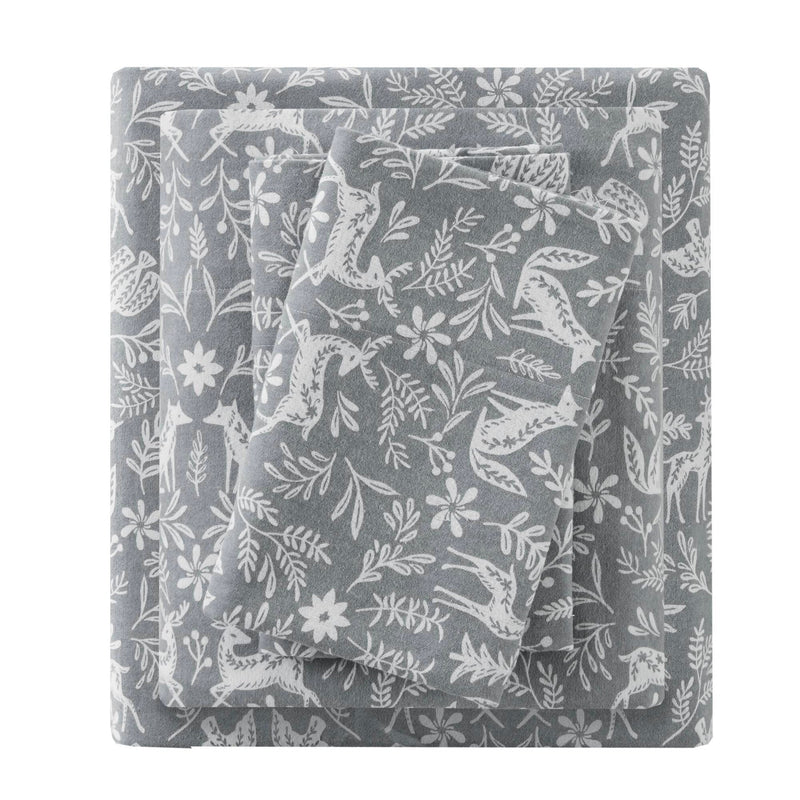 4 PCS Full Sheet Set Sage Winter Fauna