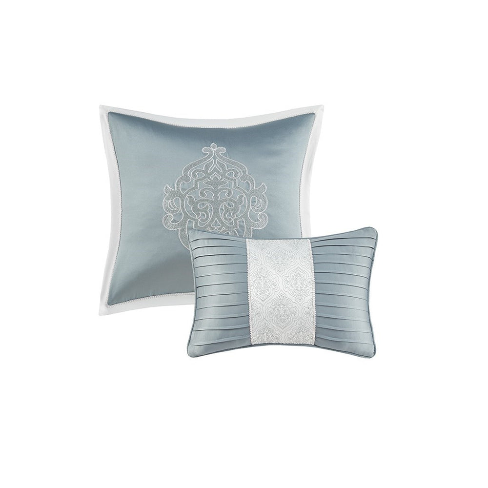 8 Piece Jacquard Comforter Set Aqua/Silver Cal King Media 12