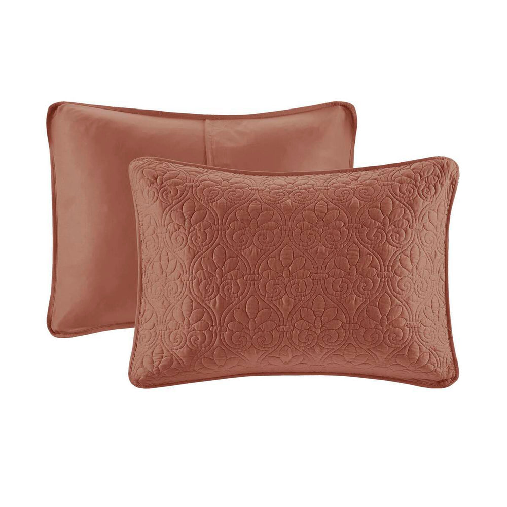 3 Piece Reversible Bedspread Set Clay Red King Media 10