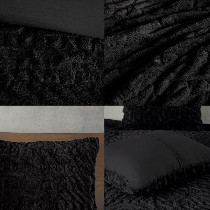 King/Cal King Ruched Fur Down Alternative Comforter Set