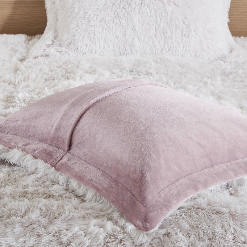 Faux Fur Comforter Shaggy Pink & White King & Cal King 3 Piece Set For Bedroom Decor Soft