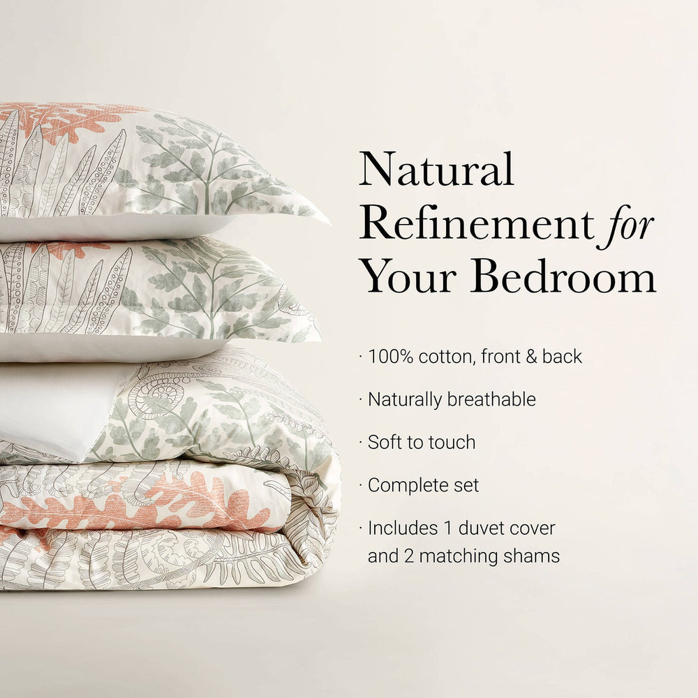 3-Piece Full/Queen 100% Cotton Sateen Duvet Cover Set,Terracotta/Linen Media 4
