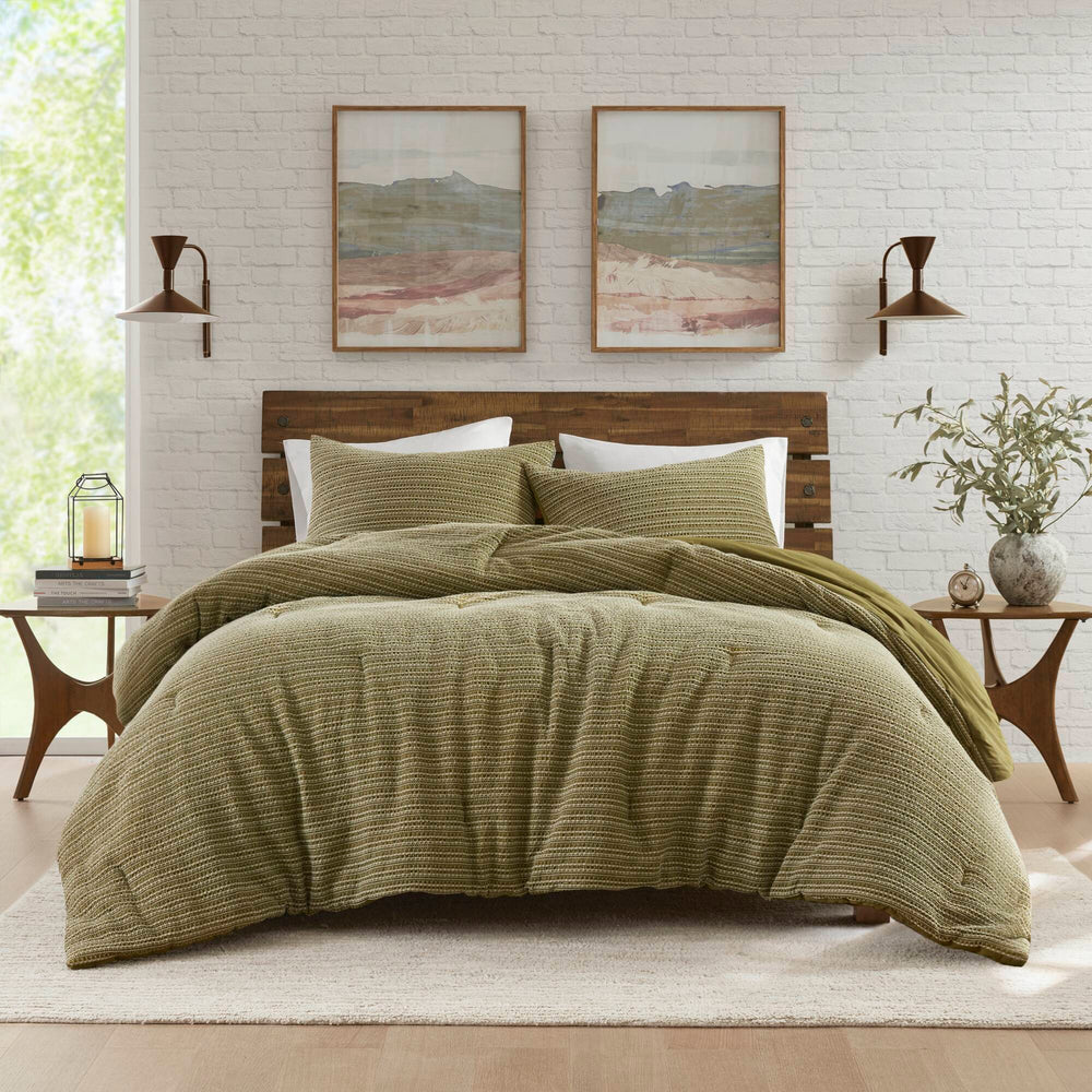 3PCS King/Cal King Waffle Washed Comforter Set Media 1