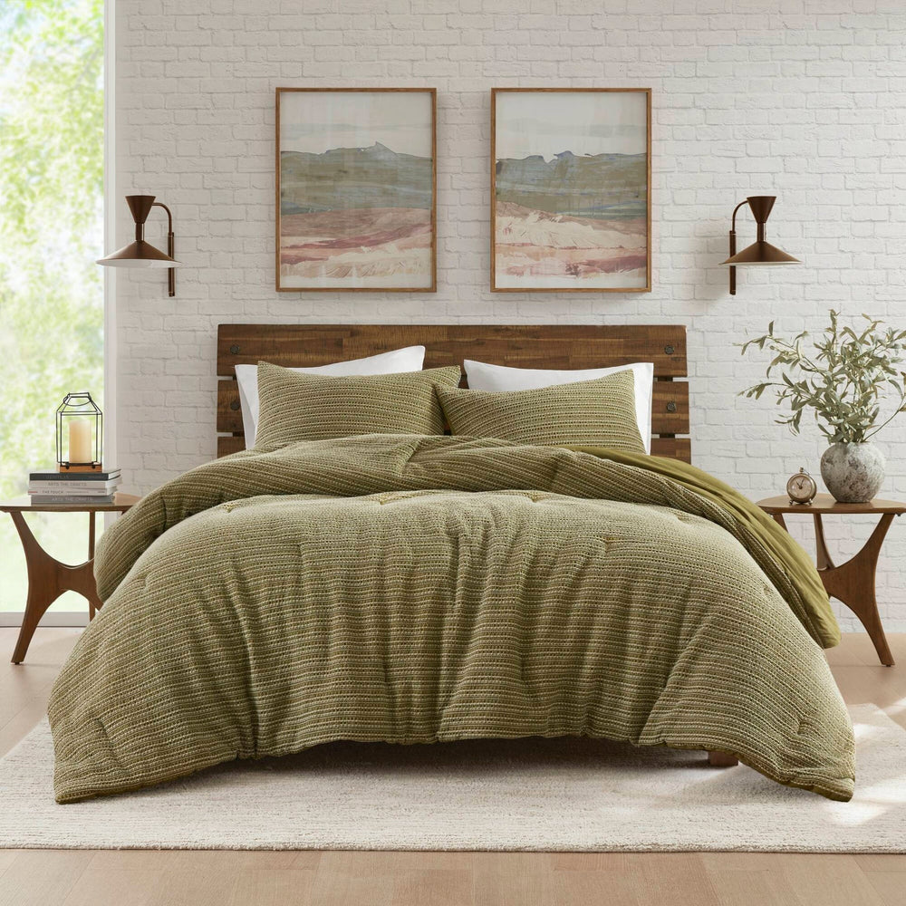 3PCS Full/Queen Waffle Washed Comforter Set Media 20
