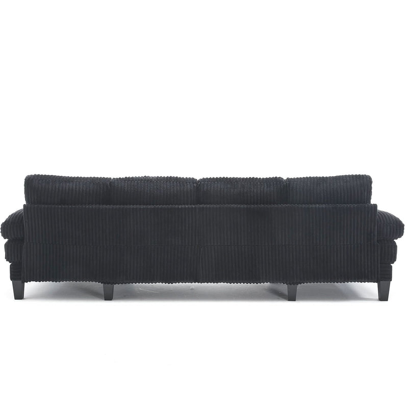 U Shaped Sofa Wood Frame Oversized Four-Seater Living Room Black Upholstery