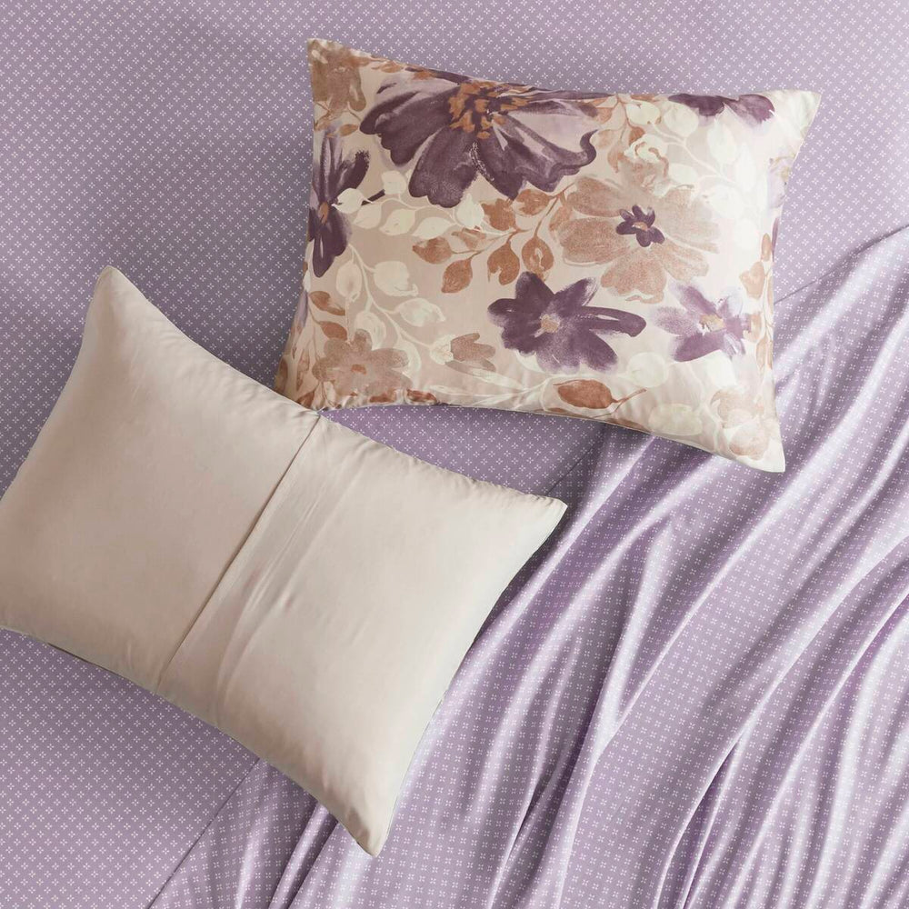 Floral Comforter Set with Bed Sheets Taupe Twin Media 11
