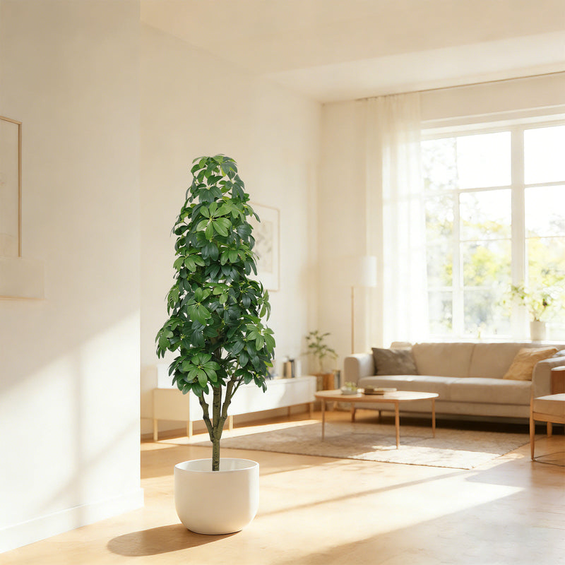 5.2FT Realistic Faux Tree with Lifelike Foliage in Green, Durable Plastic Construction for Indoor and Outdoor Use