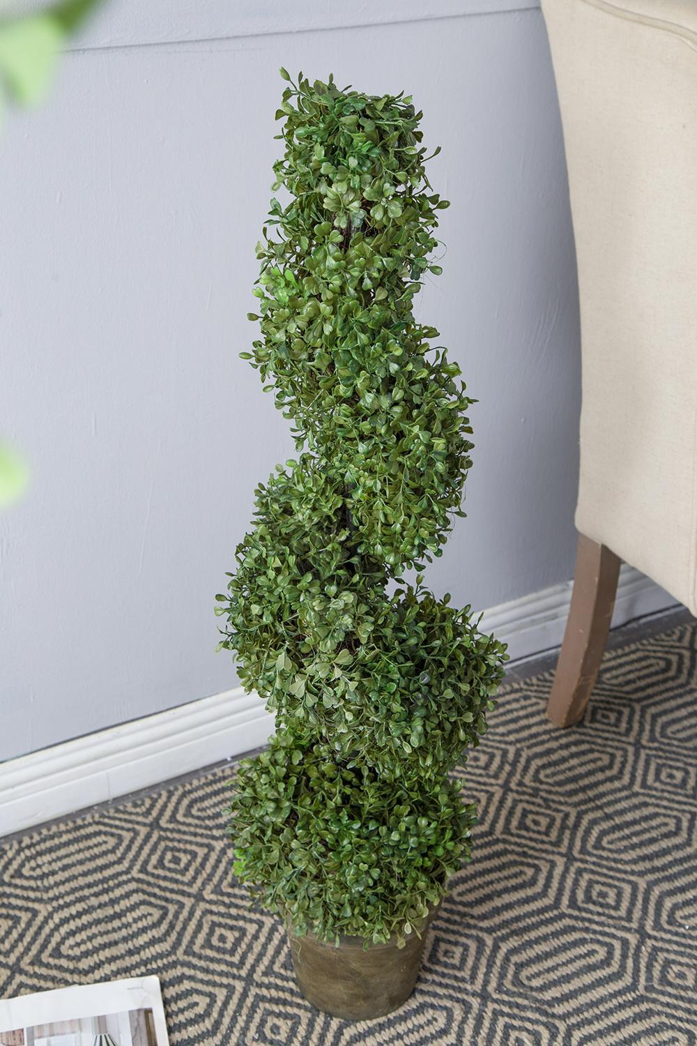 7.5x7.5x35' 3 Foot Tall Artificial Spiral Boxwood Tree Media 5