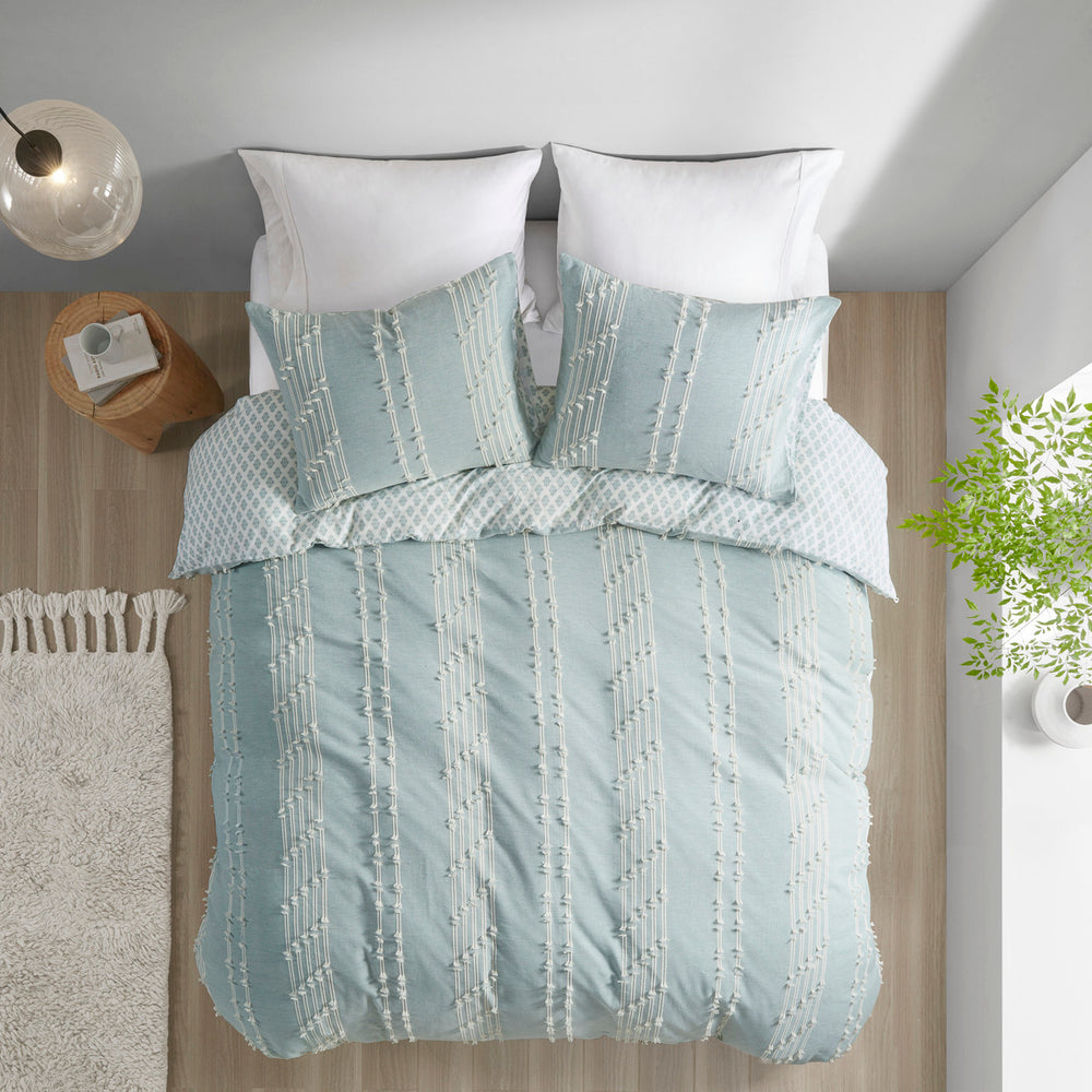 Full/Queen 3 Piece Cotton Jacquard Duvet Cover Set Media 16