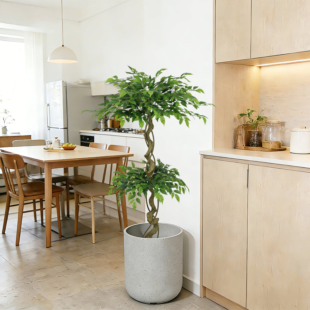 5.2FT Artificial Ficus Tree, Lifelike Faux Banyan Tree with Pot for Home, Office Patio Decor, 1pc/set Media 1