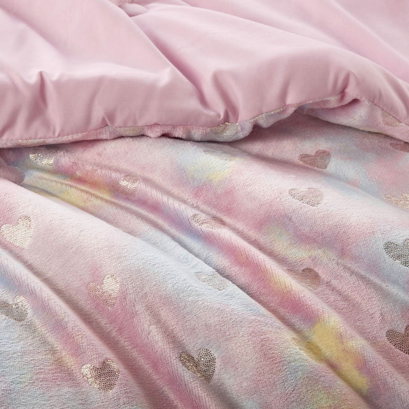 Metallic Printed Plush Comforter Set Polyester Throw Pillow Twin XL