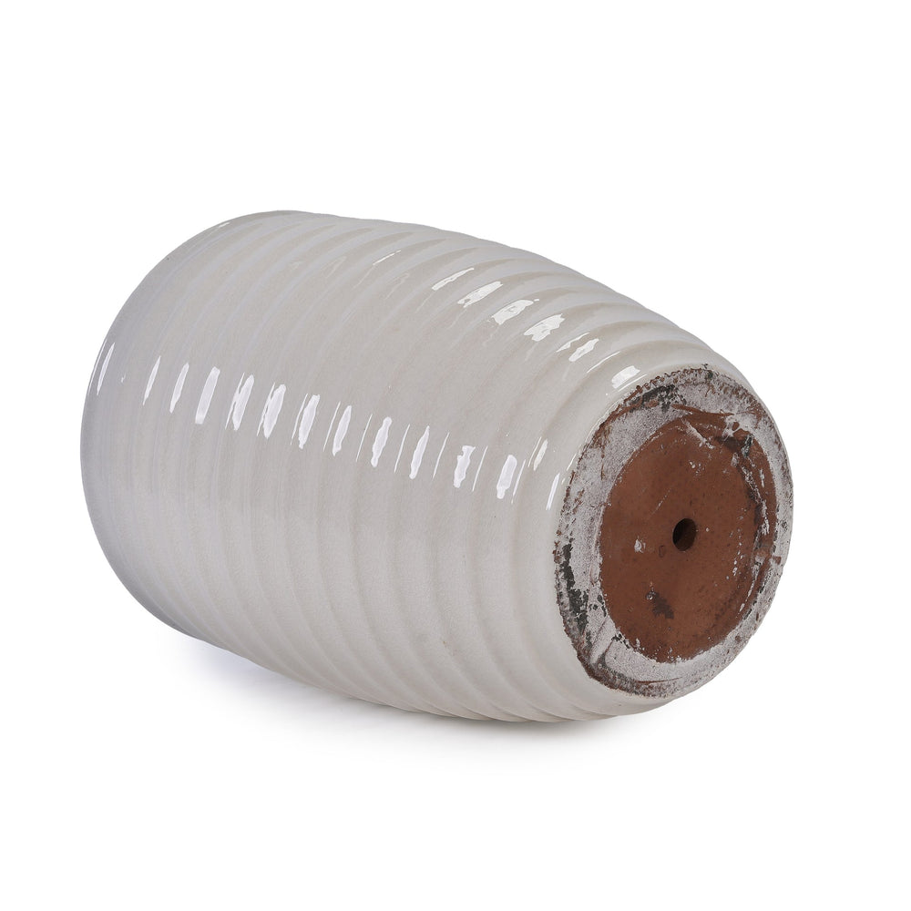 Ceramic Flowerpot, Modern Planter for Patio, Garden, Windowsill - Milk White Media 10