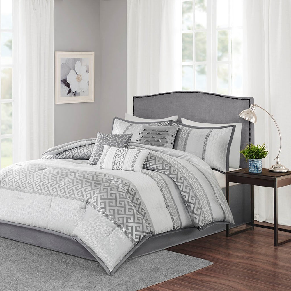 7 Piece Comforter Set Grey King Media 1