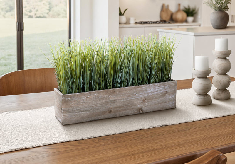 Artificial Plant, 12' Tall, Grass, Table, Brown Wood Pot, Contemporary, Modern