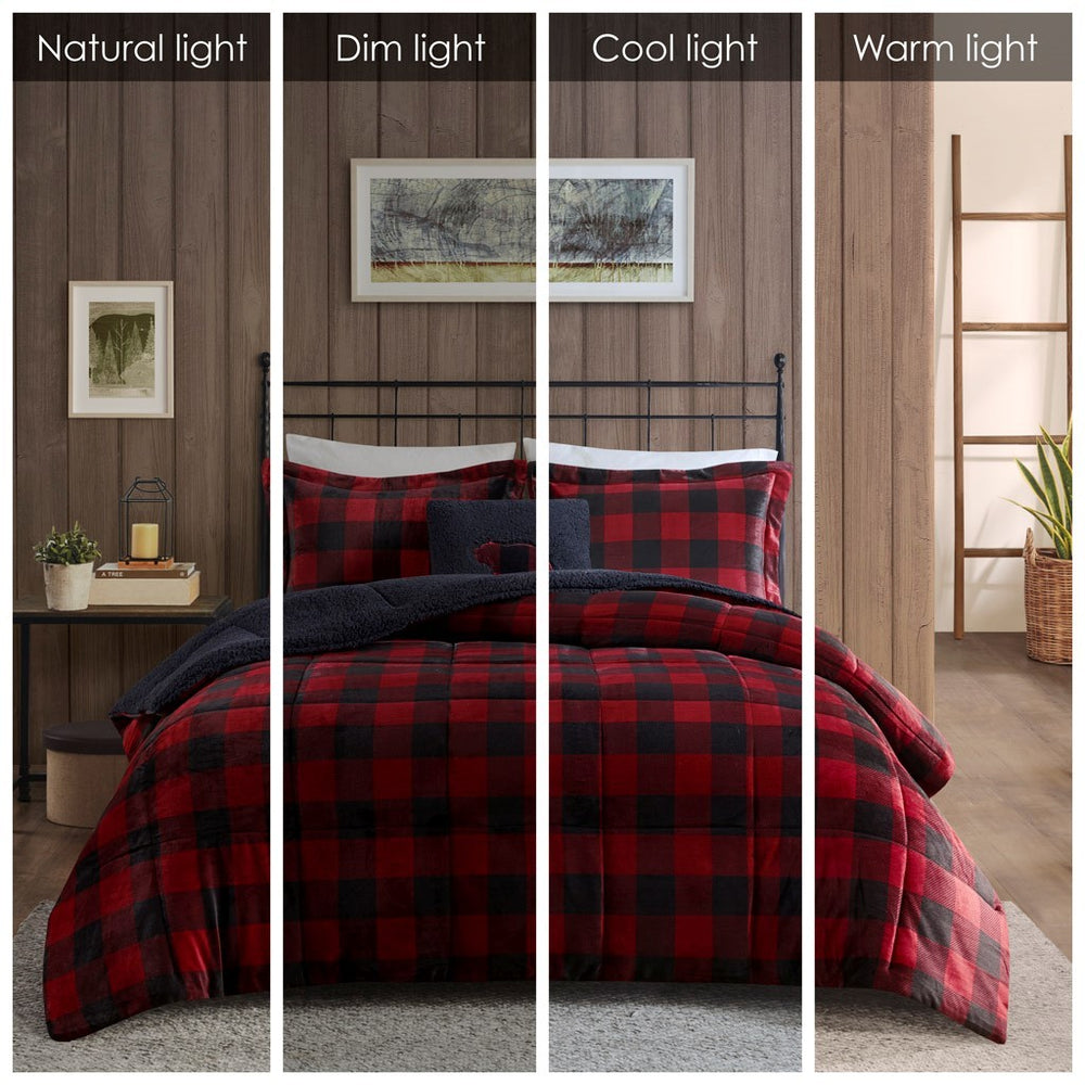 Full/Queen Plush to Sherpa Down Alternative Comforter Set Media 4