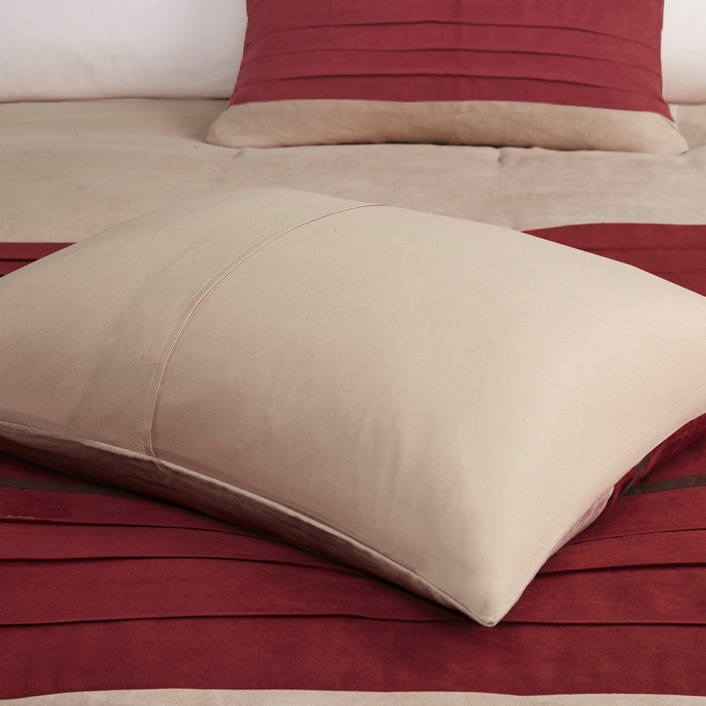7 PC Pieced Faux Suede Comforter Set Red Queen Media 9