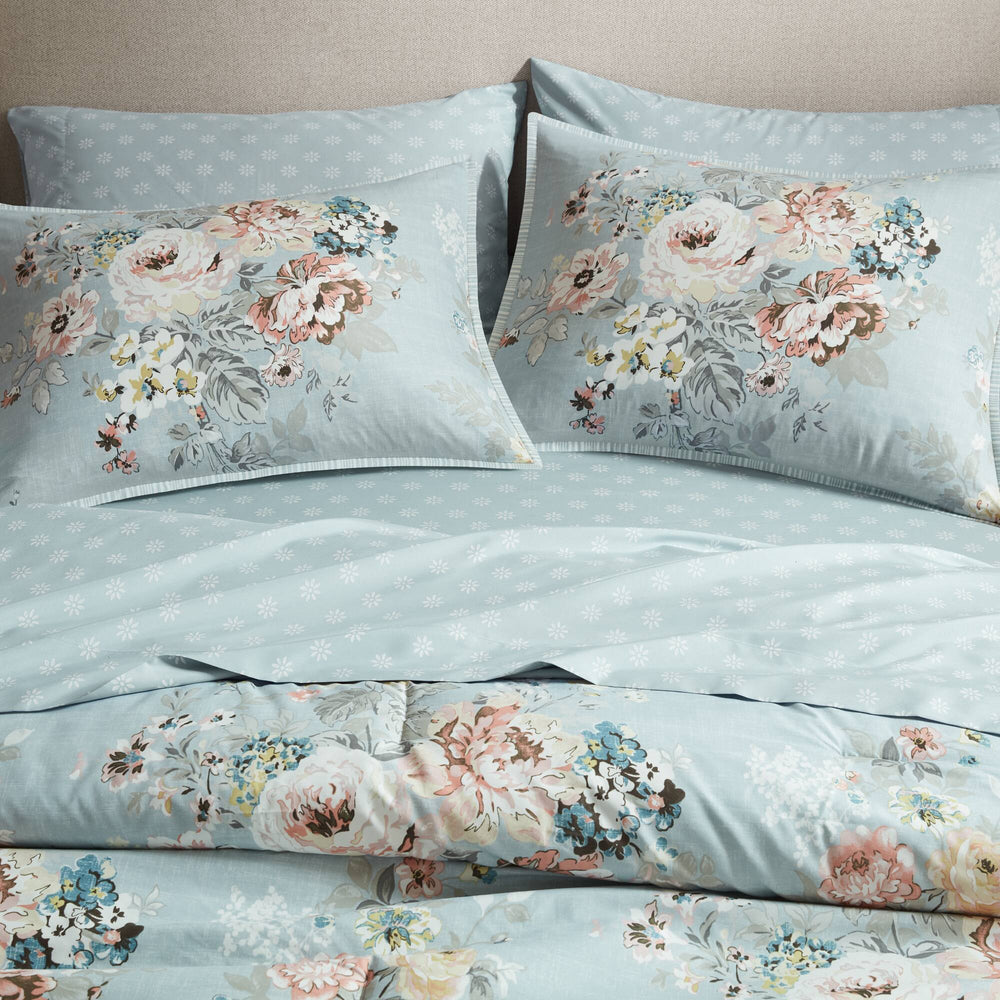 5-Piece Twin 5 Piece Vin -inspired Collection floral print,Soft Blue Media 20