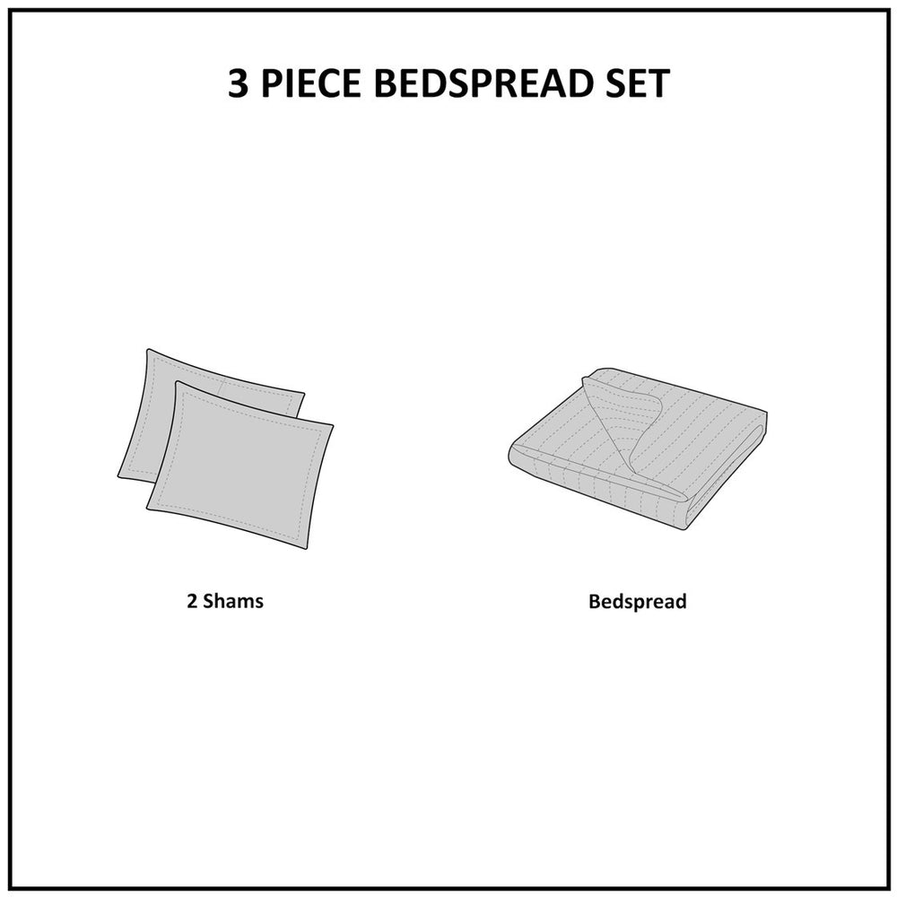 3 Piece Reversible Bedspread Set Seafoam Full/Queen Media 2