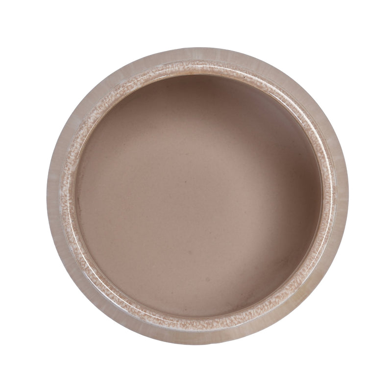 Handmade Non-Porous Ceramic Planter Set of 2, 6' & 8' Diameter, Beige Drip Glaze, for Aquatic Plants Indoor/Outdoor Shelf & Desk Use, Breathable Clay