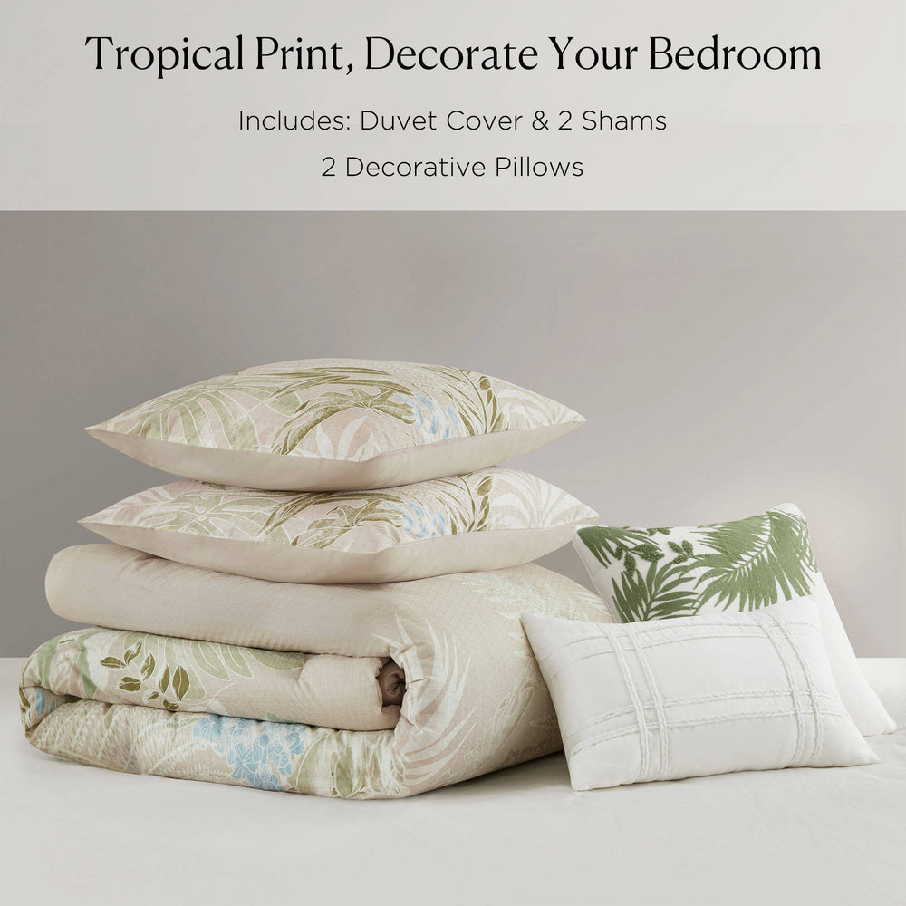 5-Piece Full/Queen Cotton Duvet Cover Set with Throw Pillow Media 7