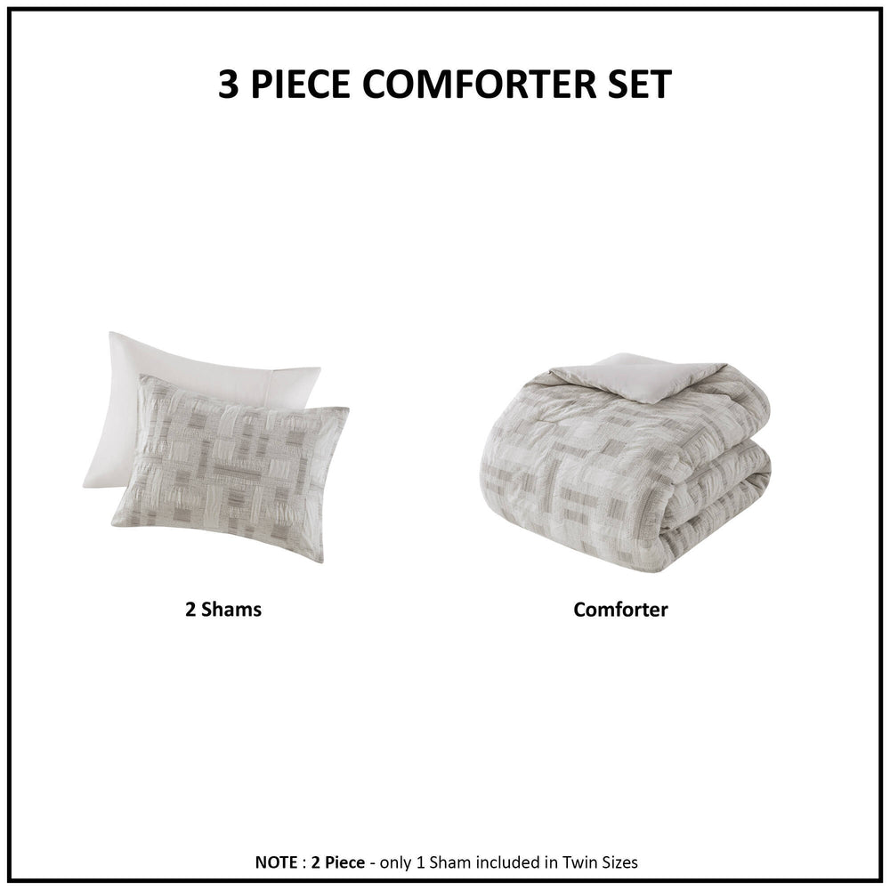 3 Piece Cotton Jacquard Comforter Set-Full/Queen Media 7
