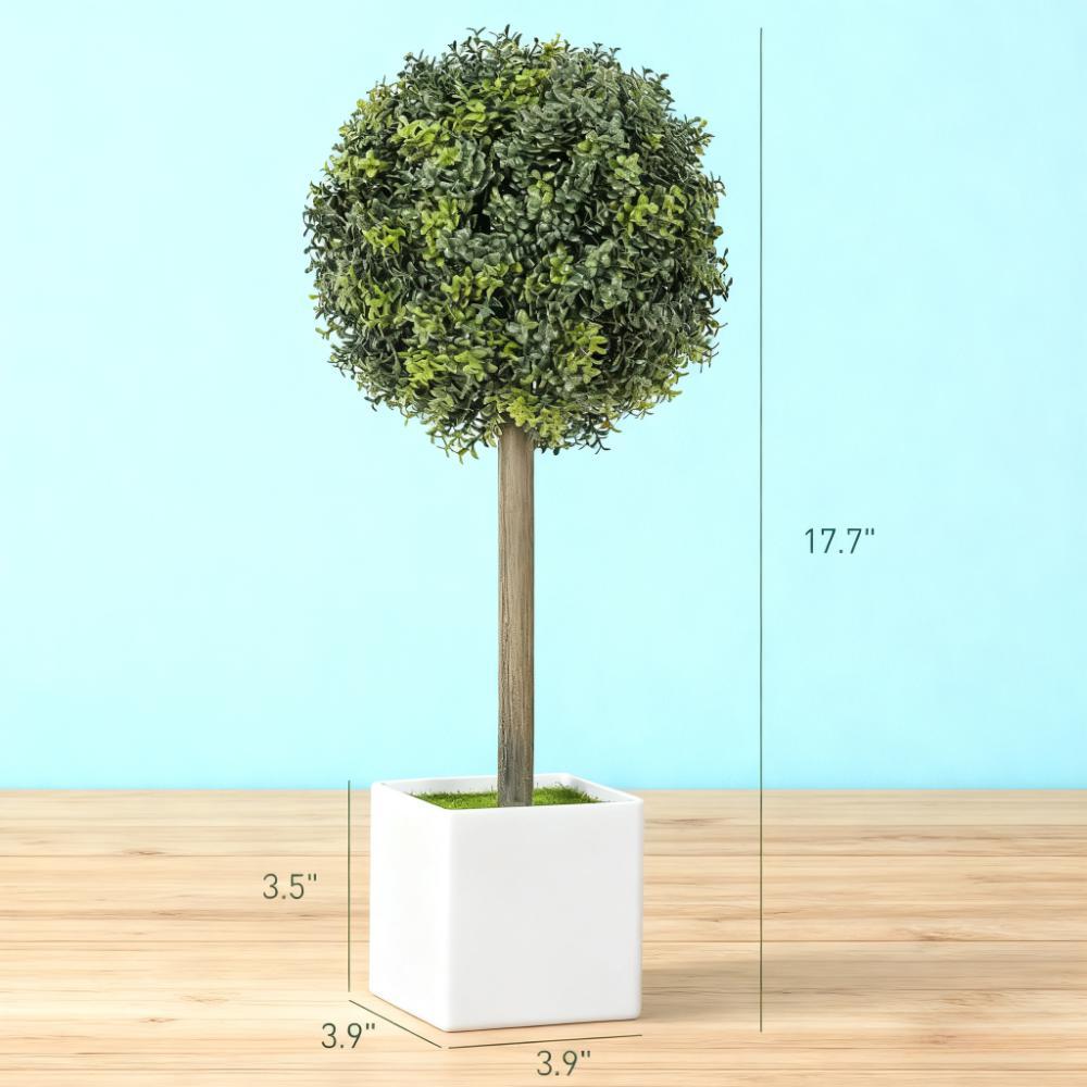 2 pcs Artificial Plants Fake Boxwood Topiary Balls with 114 PE Leaves Media 4