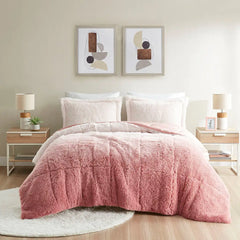 Ombre Shaggy Long Fur Comforter Mini Set perspective