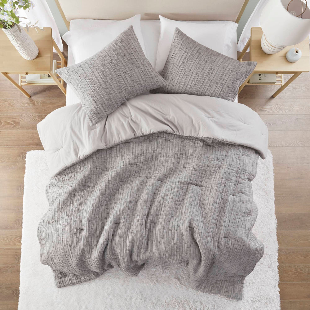 3 Pc solid soft bedding set modern style King/Cal King 100% cotton all season sheets-Charcoal sateen weave bed-sheets Media 5