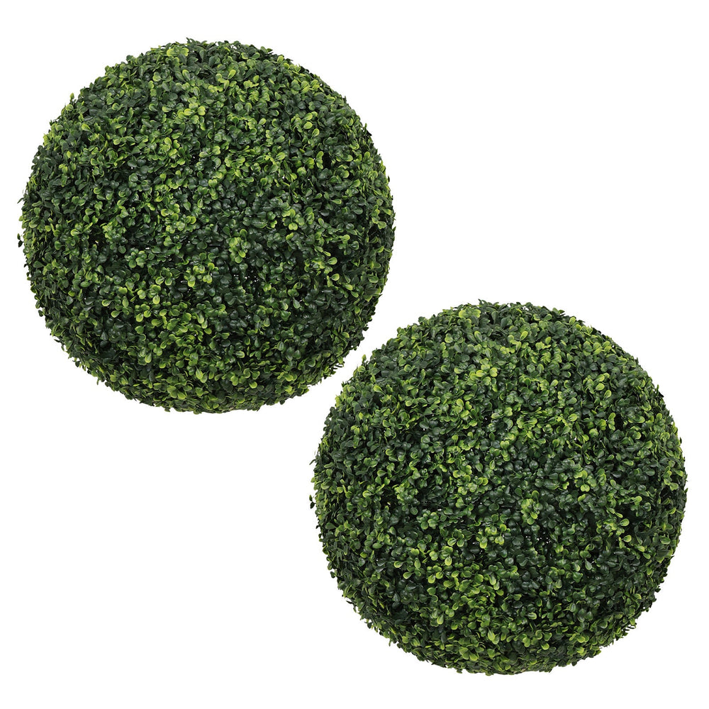 18.5IN dark Artificial Topiary Balls Outdoor Faux Boxwood Decorative Green Spheres for Garden Front Porch Patio Planter Decoration, 2pcs/set Media 2