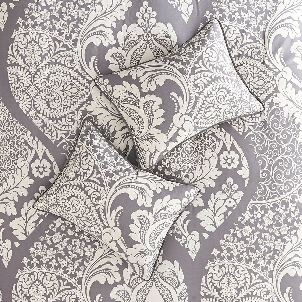 7 Piece Cotton Printed Comforter Set Grey King Media 7