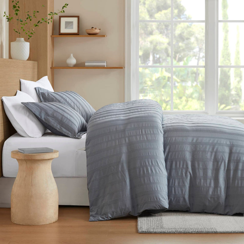 3-Piece Full Woven Striped Duvet Set