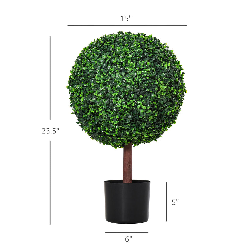 23.5' Artificial Boxwood Topiary Ball Tree, Fake Decorative Plant, Nursery Pot Included for Home, Balcony, Backyard and Garden Media 8
