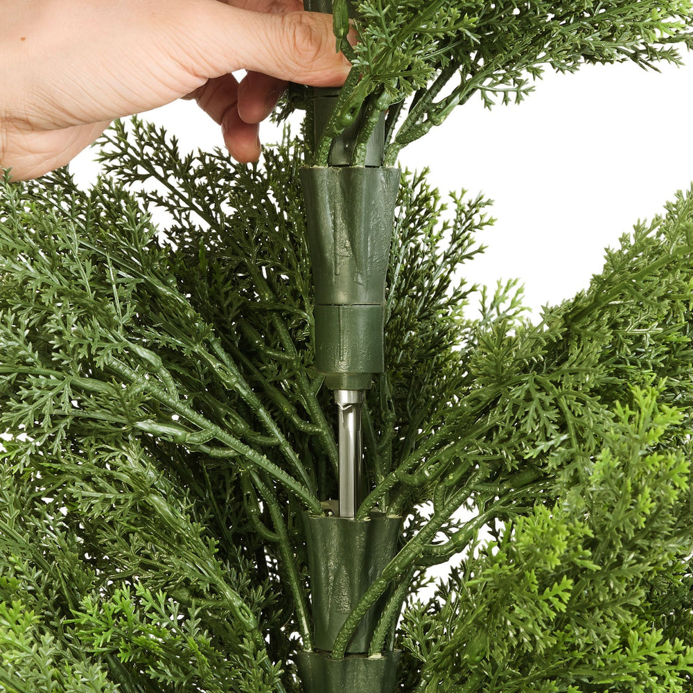 Artificial Topiary Cedar Trees, 48 inch 2 Set Faux Pine Shrubs Plants, Fake Silk Tree Look Real, Easy Assembly for Decor Front Porch Outdoor Patio Garden Balcony Backyard Indoor Office Media 5