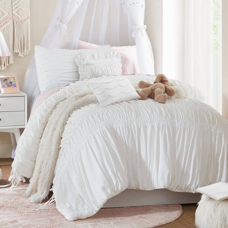 4 Pieces Twin/Twin XL Comforter Set,White