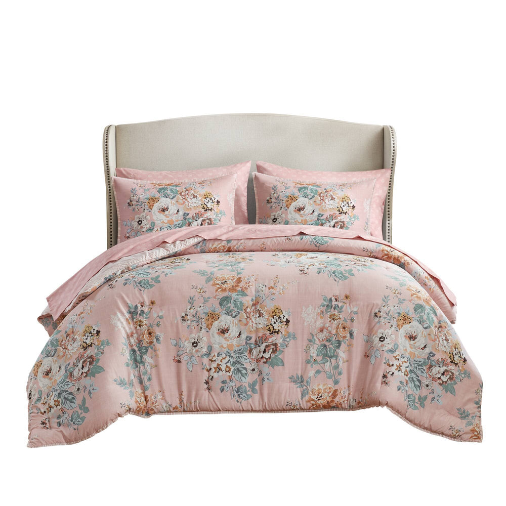 7-Piece King 7 Piece Vin -inspired Collection floral print,Pink Media 12