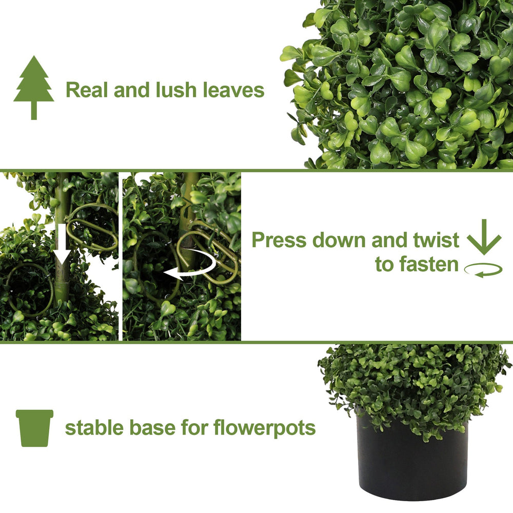 7FT Spiral Topiary Trees Artificial Outdoor Faux Boxwood Plants Large Twisted Green Potted Trees with Light Green Leaves for Garden Front Porch Patio Planter Decoration, 1pc/set Media 5