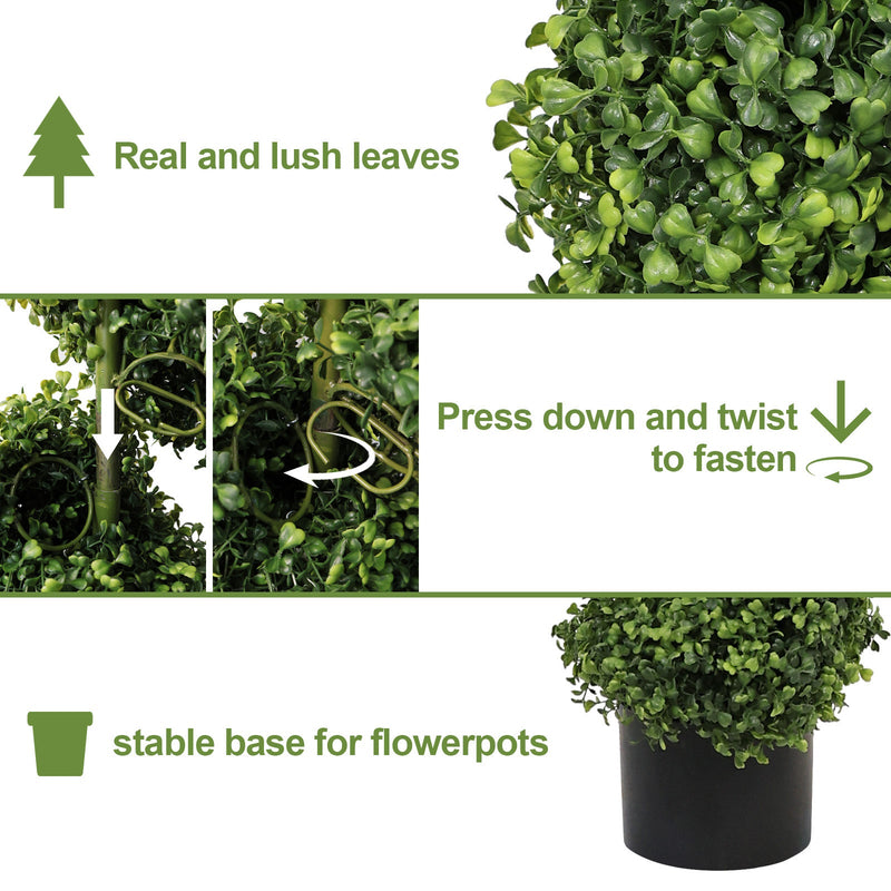 7FT Spiral Topiary Trees Artificial Outdoor Faux Boxwood Plants Large Twisted Green Potted Trees with Light Green Leaves for Garden Front Porch Patio Planter Decoration, 1pc/set