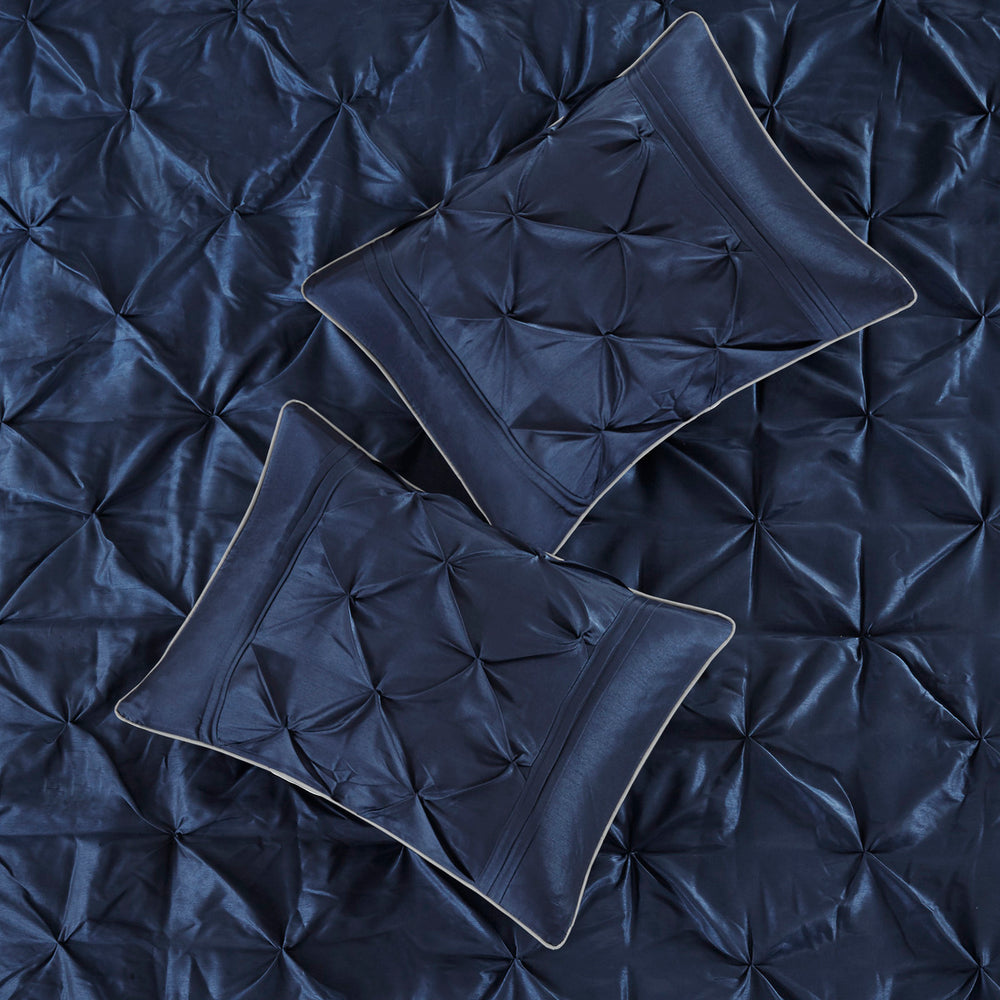 7 Piece Tufted Comforter Set Navy Queen Media 8