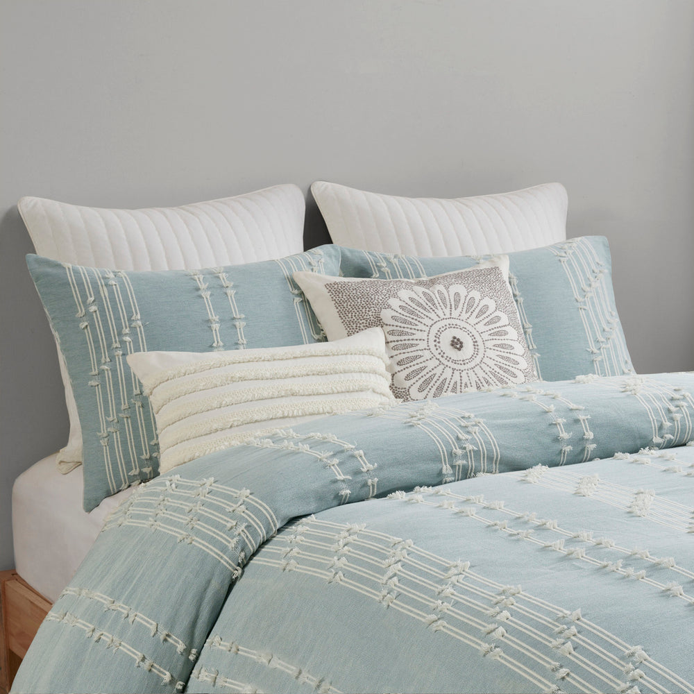King/Cal King 3 Piece Cotton Jacquard Duvet Cover Set Media 6