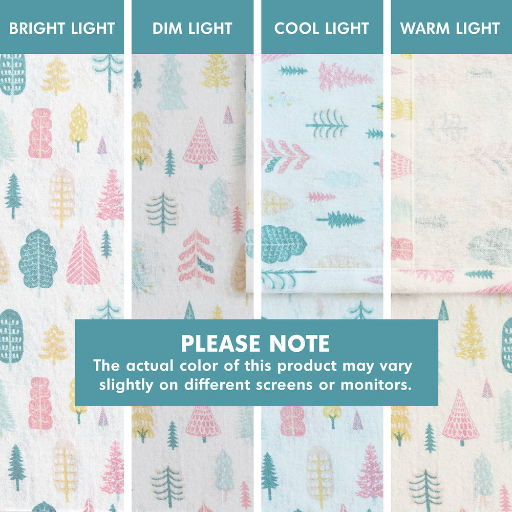 4 PCS Queen Cotton Printed Sheet Set White Holiday Trees Media 8