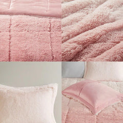 Ombre Shaggy Long Fur Comforter Mini Set perspective