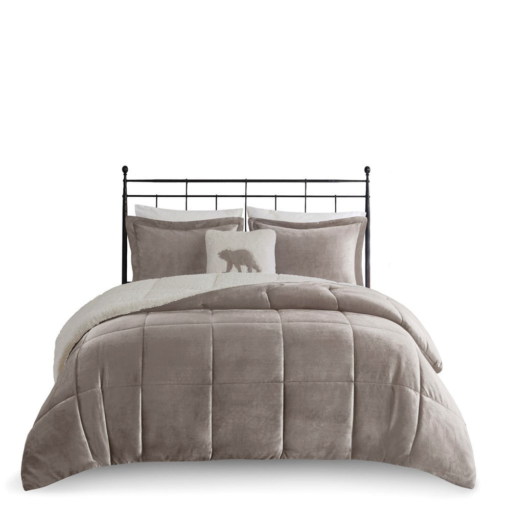 Full/Queen Plush to Sherpa Down Alternative Comforter Set Media 9