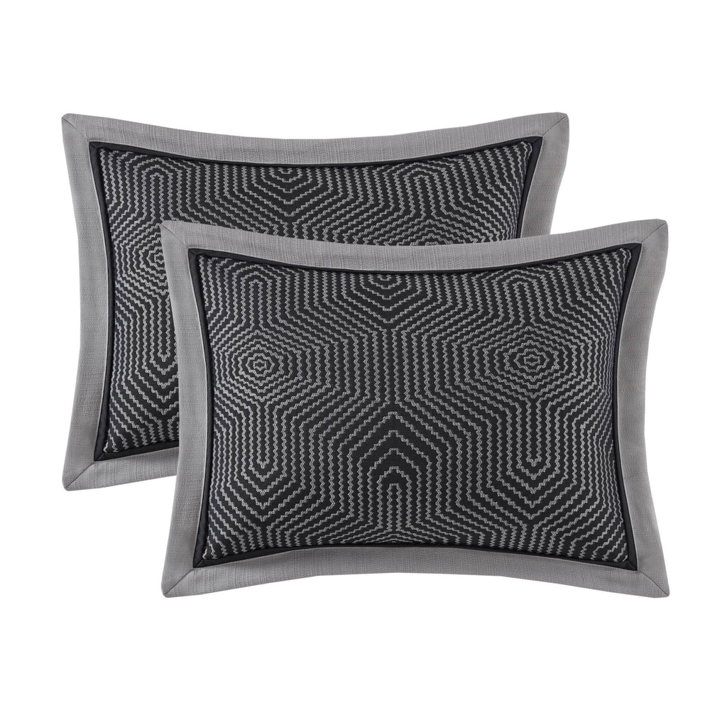 8 Pieces Queen Comforter Set,Black Multi Media 2